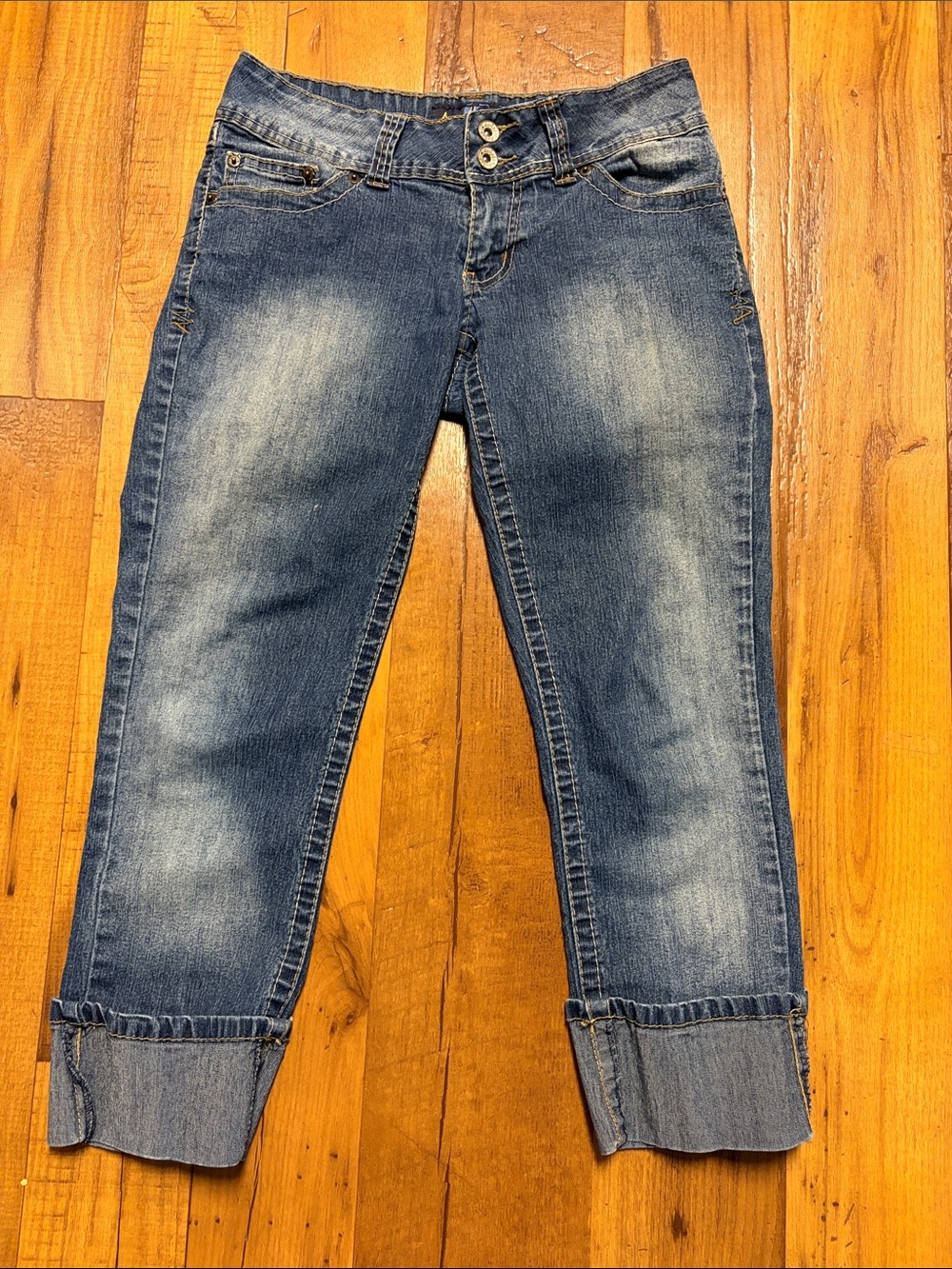 Vintage Y2K Angels Capri Double Button Fly Cropped Low Mid Rise Size 5